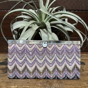 No Brand Tag 90s Purple and Gold Chevron Clutch / Wallet